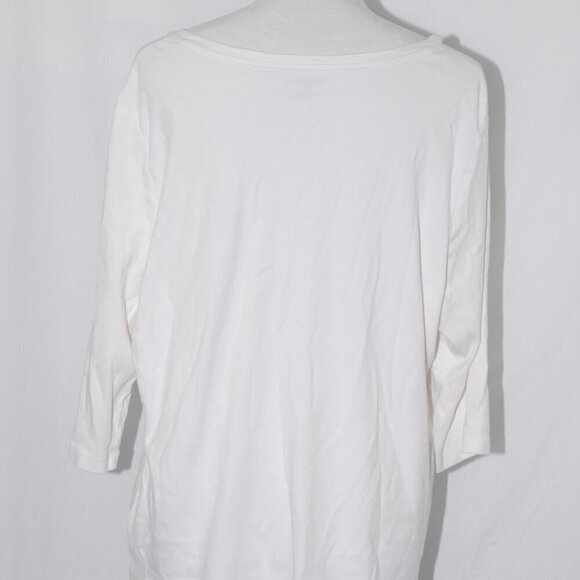 Hawaiian 3/4 Length Sleeves Studio Works Womens 2X Top White Floral Shirt - Picture 2 of 3